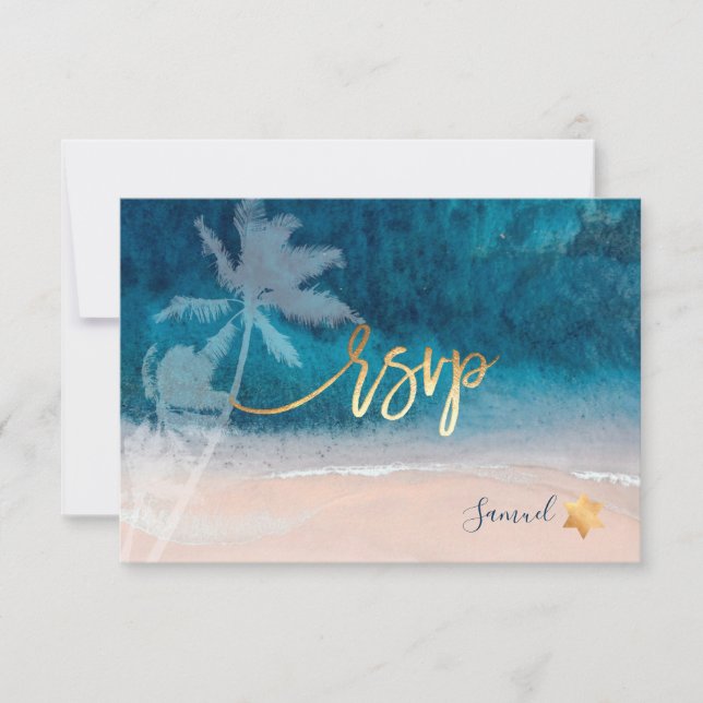 PixDezines RSVP Beach Palmiers Bar Mitzvah (Devant)