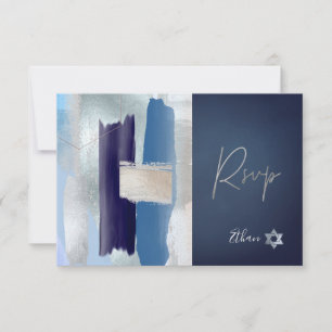 PixDezines RSVP Blues Aquarelle Bar Mitzvah ✡