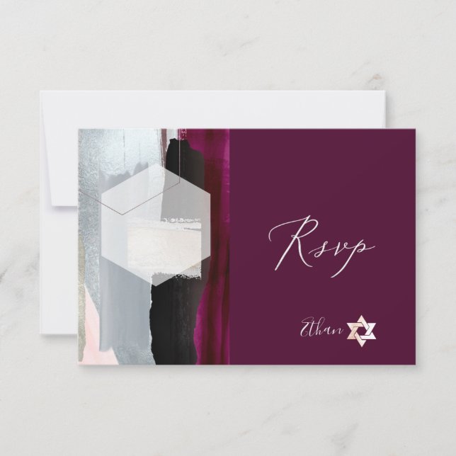 PixDezines RSVP Burgundy Aquarelle Bat mitzvah ✡ (Devant)