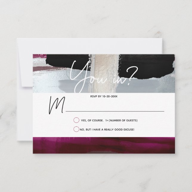 PixDezines RSVP Burgundy Argent, Bloc de couleurs (Devant)