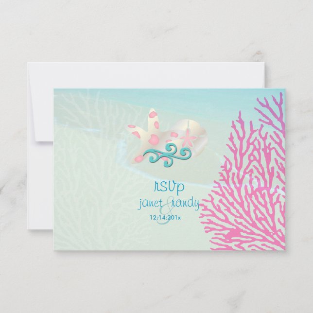 PixDezines rsvp corail rose+starfish, beach party (Devant)