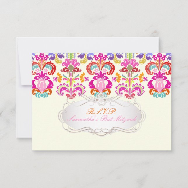 PixDezines rsvp couleur Isabella damask/bar mitzva (Devant)