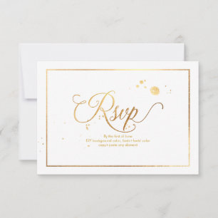 PixDezines RSVP Dazzled Faux Gold Marble Confetti