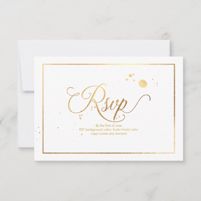 PixDezines RSVP Dazzled Faux Gold Marble Confetti (Devant)
