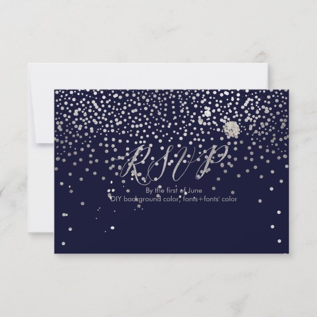 PixDezines RSVP Dazzled/Faux Silver/Navy Blue (Devant)