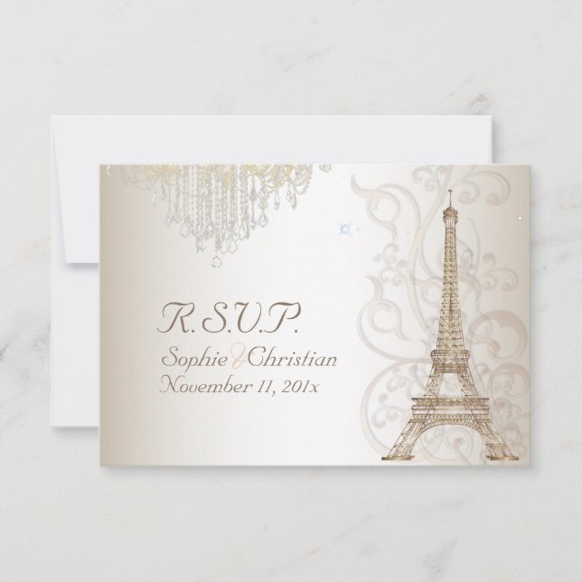 PixDezines RSVP Faux Bronze Tour Eiffel/Champagne (Devant)