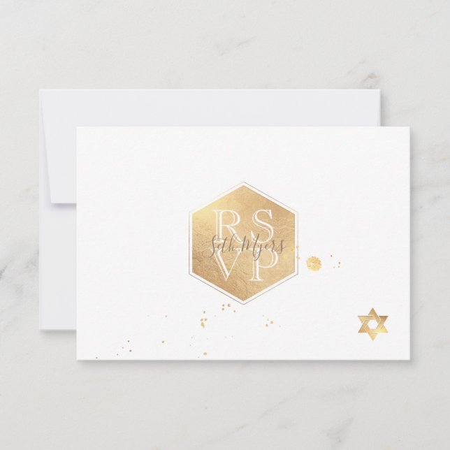 PixDezines RSVP Faux Gold Honeycomb Bar Mitzvah ✡ (Devant)