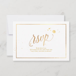 PixDezines RSVP Faux Gold Veins Marbre Confetti