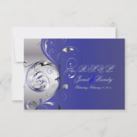PixDezines rsvp Filigree+tourbillons/argent+bleu