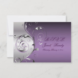 PixDezines rsvp Filigree+tourbillons/argent+lavand