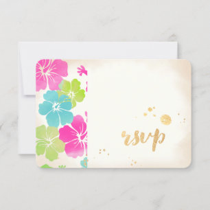 PixDezines rsvp hibiscus/luau/faux parchemin