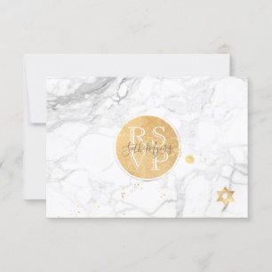 PixDezines RSVP Marble+Faux Gold Bar Mitzvah ✡