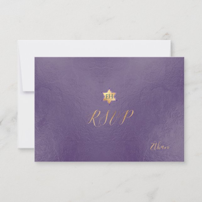 PixDezines RSVP minimaliste Dusty Purple Mitzvah ✡ (Devant)