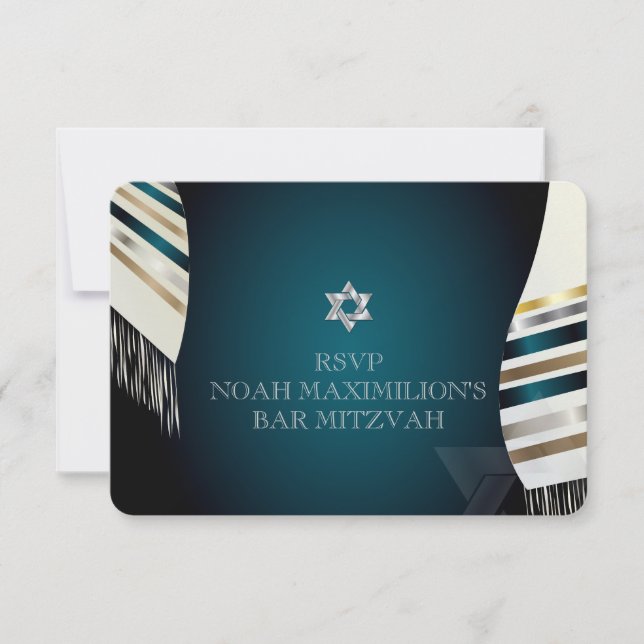 PixDezines RSVP Mitzvah/tallit turquoise/arrière - (Devant)