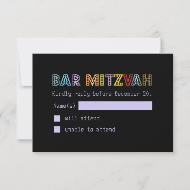 PixDezines rsvp néon lumières barre mitzvah (Devant)