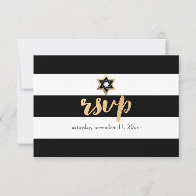 PixDezines rsvp noir/blanc/rayures bar mitzvah (Devant)