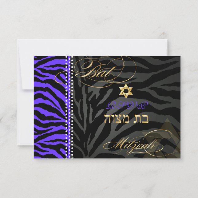 PixDezines rsvp Purple Zebra Stripes, Bat mitzvah (Devant)