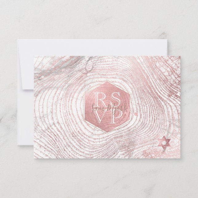 PixDezines RSVP Rose Gold Tree Rings Bat mitzvah ✡ (Devant)