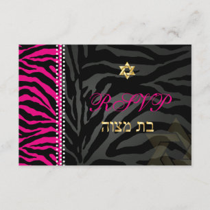 PixDezines rsvp rose zèbre rayures, Bat mitzvah