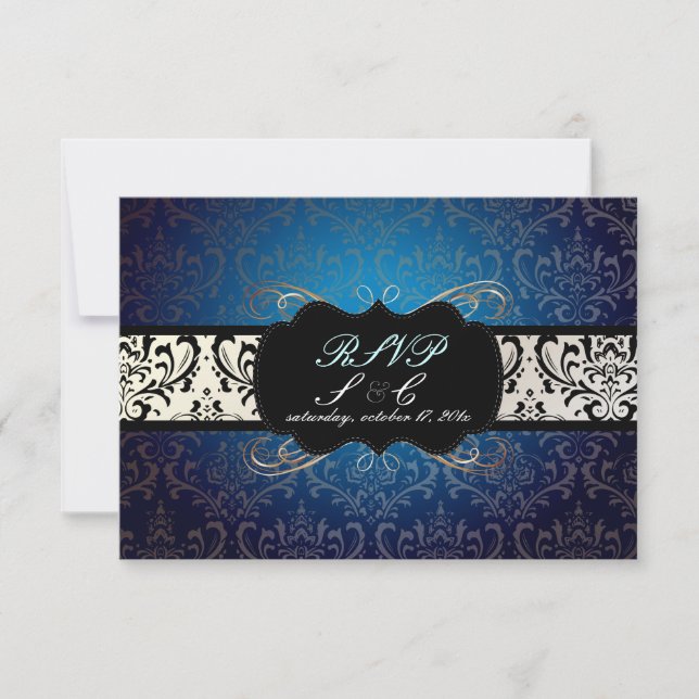 PixDezines rsvp Rossi Damask, bleu minuit (Devant)