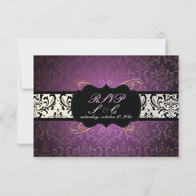 PixDezines rsvp Rossi Damask, Champagne+Plum (Devant)