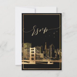 PixDezines RSVP San Francisco Skyline/Faux Gold