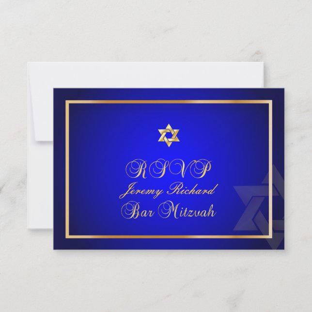 PixDezines rsvp Star, Bar Mitzvah/royal bleu+or (Devant)