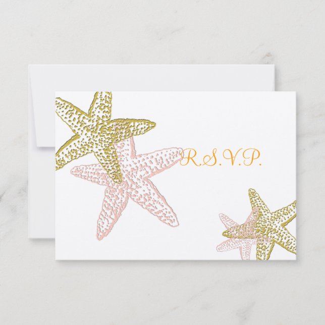 PixDezines rsvp Starfish rose, mariage sur la plag (Devant)