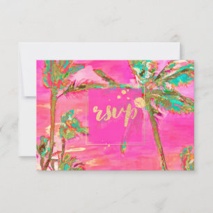 PixDezines RSVP Vintage Hawaiian Beach/Pink