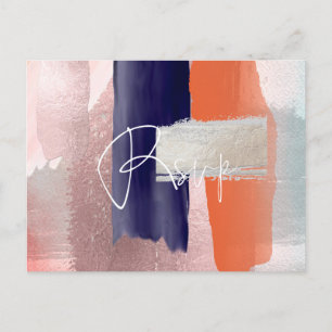 PixDezines RSVP w Repas, Cartes Modernes Coral+Mar