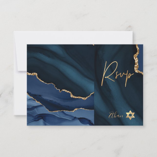 PixDezines RSVP Watercolor Agate Bar Mitzvah ✡ (Devant)