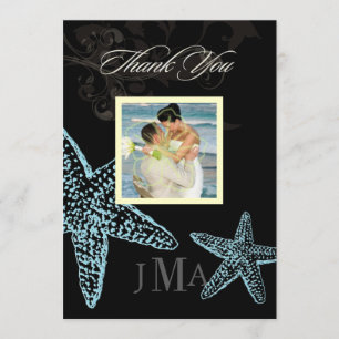 PixDezines Starfish/Monogramme Remerciements Carte