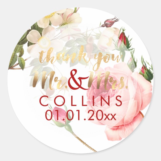 PixDezines Stickers Merci Rose Vintage (Devant)