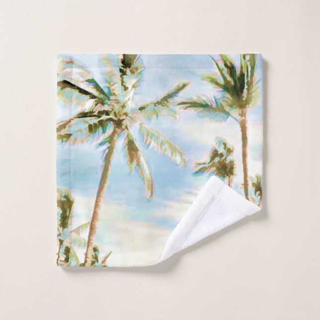 PixDezines Vintage Hawaiian Beach/Sky Blue (Gant de toilette)