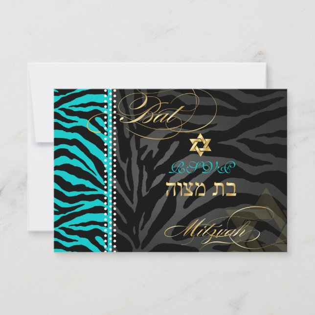 PixDezines Zebra RSVP Bat mitzvah/do-it-yourself C (Devant)