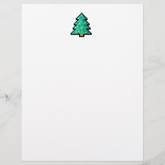 Pixel art arbre de Noël vert avec décorations (Devant)