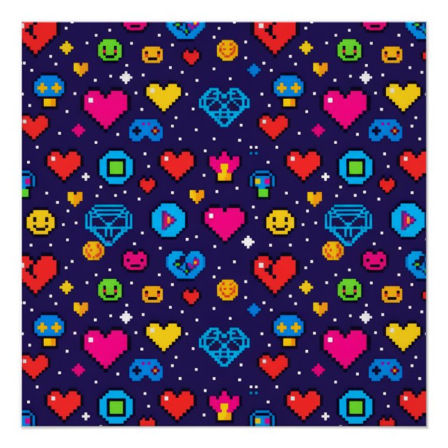 Pixel Art Gaming Aesthetic Room Décor Poster (Devant)