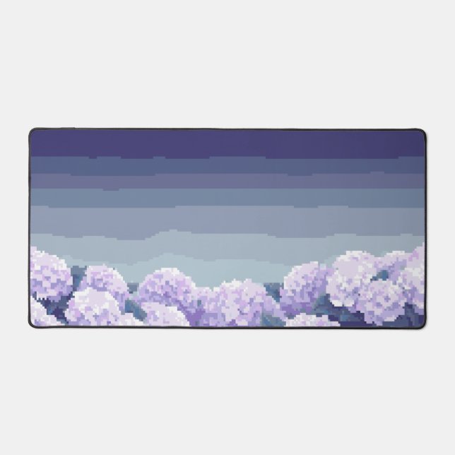 Pixel Art Hydrangea Desk Mat - Floral Gaming Mouse (Recto)