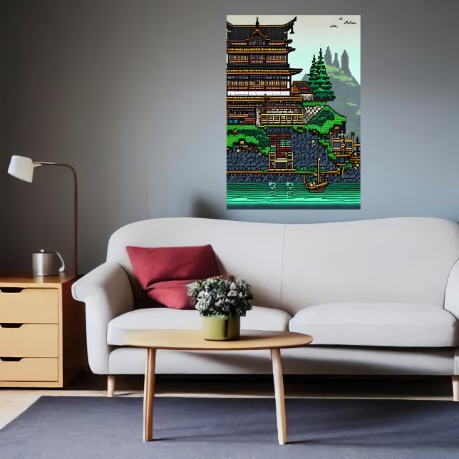 Pixel art, ville japonaise | AI Art Poster (Créateur téléchargé)