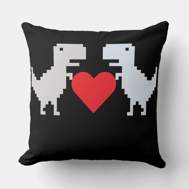 Pixel Dino Love – Coussin de jet rétro mignon (Recto)