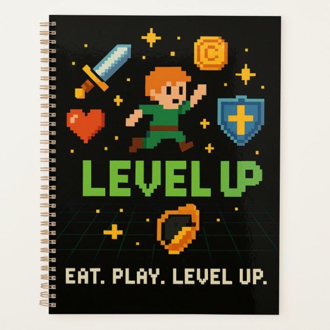Pixel Gamer Planner - Level Up Retro Organizer (Devant)