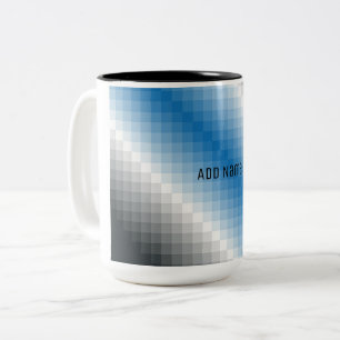 Pixel gris bleu Mug personnalisé