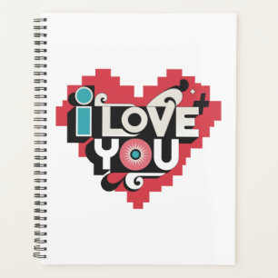 Pixel Heart Je t'aime Rétro Typographie