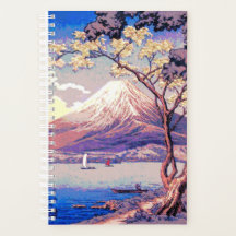 Pixel Mt Fuji du lac Yamanaka en Dusk Poster