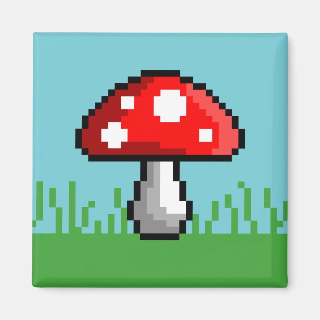 Pixel Mushroom Meadow Magnet (Devant)