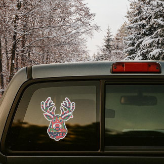 Pixel Reindeer Retro Ugly Sweater Sticker