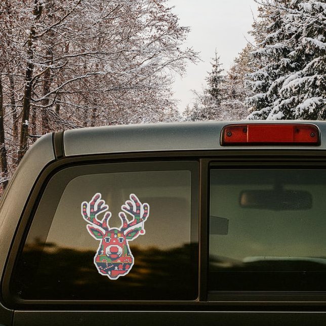 Pixel Reindeer Retro Ugly Sweater Sticker (Créateur téléchargé)