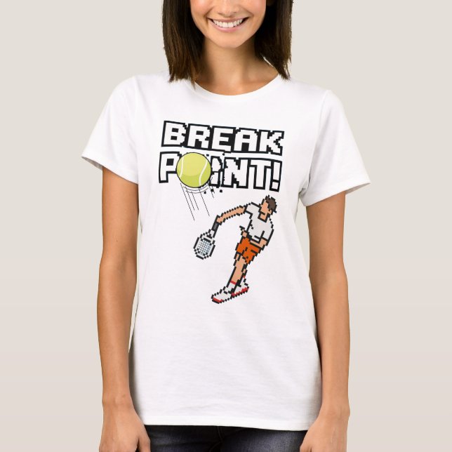 Pixel Sport Retro Tennis "Break Point!" T-shirt (Devant)