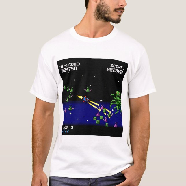Pixel Starfighter T-Shirt -Retro Space Shooter Tee (Devant)