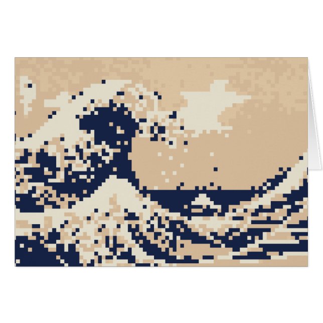 Pixel Tsunami 8 Bit Pixel Art Greeting Card (Devant horizontal)